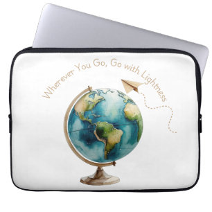 Waterverf Wereldbol kunst - waar je ook gaat Laptop Sleeve