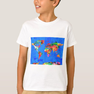 waterverf wereldkaart 1 t-shirt