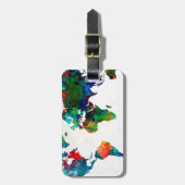 waterverf wereldkaart 20 bagagelabel (Voorkant verticaal)