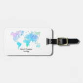 Waterverf Wereldkaart Bruiloft Pas getrouwd Trip G Bagagelabel (Voorkant horizontaal)