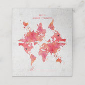 Waterverf Wereldkaart Bruiloft Tafel Zitplaatsen (Buitenkant ongevouwen)