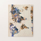 waterverf wereldkaart legpuzzel (Verticaal)