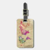  Waterverf Wereldkaart reizen Bagagelabel (Voorkant verticaal)