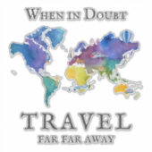 Waterverf Wereldkaart Reizen Citaat Sticker (Voorkant)