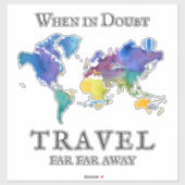 Waterverf Wereldkaart Reizen Citaat Sticker (Vel)