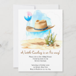 Waterverf Western: Baby Boy's Cowboy Shower Kaart