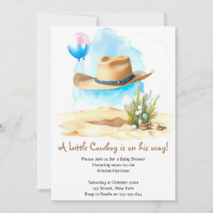 Waterverf Western: Baby Boy's Cowboy Shower Kaart