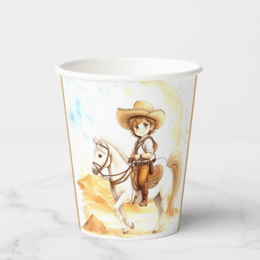 Waterverf Western Cowboy Baby shower Papieren Bekers (Voorkant)