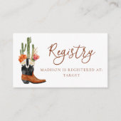 Waterverf Westerne Laarzen QR Code Baby Registry Informatiekaartje (Voorkant)