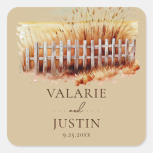 Waterverf Westerne Wheat Wedding Square Sticker