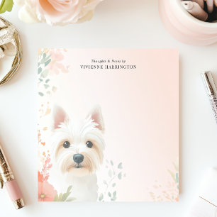 Waterverf Westie Floral gepersonaliseerd Notitieblok
