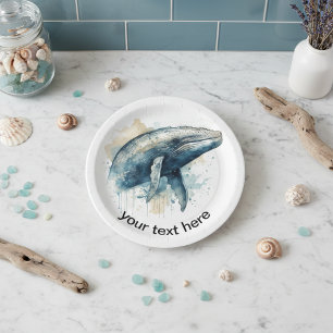 Waterverf Whale Wonder, op maat Papieren Bordje