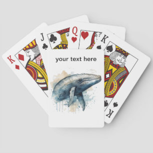 Waterverf Whale Wonder, op maat Pokerkaarten