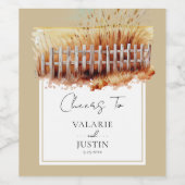 Waterverf Wheat Fence Western Wedding Wijn Etiket (Enkel label)