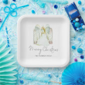 Waterverf Whimsical Angel Merry-kerstscript Papieren Bordje (Feest)