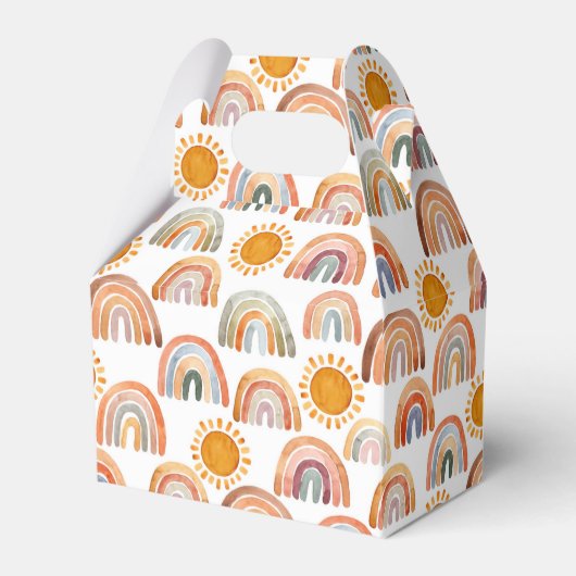 Waterverf Whimsical Boho Rainbow en Sun Bedankdoosjes (Voorkant Zijde)
