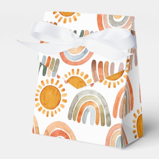 Waterverf Whimsical Boho Rainbow en Sun Bedankdoosjes (Voorkant Zijde)