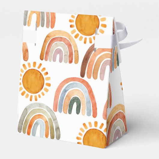 Waterverf Whimsical Boho Rainbow en Sun Bedankdoosjes (Achterkant)