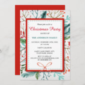 Waterverf Whimsical Forest Kerstparty nodigt uit Kaart (Voorkant / Achterkant)