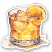 Waterverf Whiskey Drink Sticker (Voorkant)
