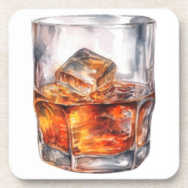 WATERVERF WHISKEY OP DE ROTSEN BIER ONDERZETTER