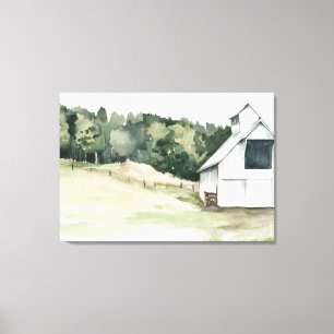 Waterverf White Barn Canvas Afdruk