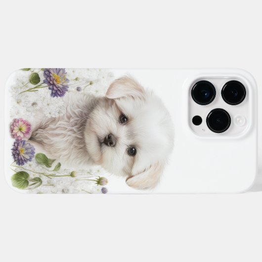 WATERVERF WHITE BICHON FRISE PUPPY DOG Case-Mate iPhone CASE (Achterkant (horizontaal))
