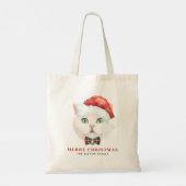 Waterverf White British Shorthair Cat Holiday Tote Bag (Achterkant)