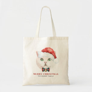 Waterverf White British Shorthair Cat Holiday Tote Bag