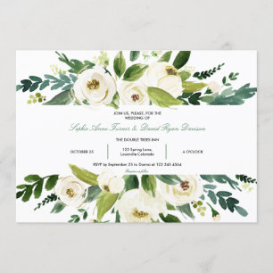 Waterverf White Floral Lijst Wedding Kaart