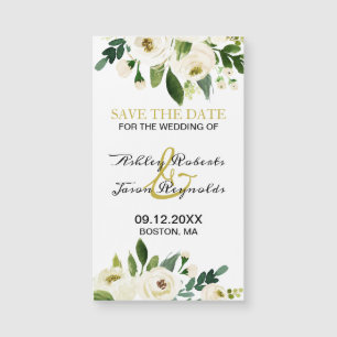Waterverf White Flower Magnetic Bewaar de datum