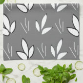 Waterverf White Flowers Floral Grey Theedoek (Gevouwen)