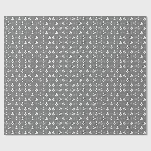 Waterverf White Flowers Pattern Grey Cadeaupapier (Vlak)
