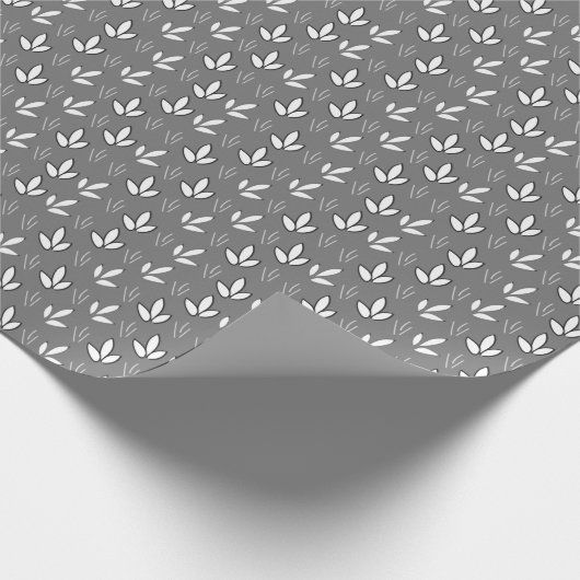 Waterverf White Flowers Pattern Grey Cadeaupapier (Hoek)