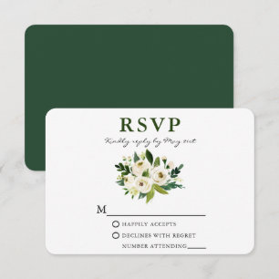 Waterverf White Green Floral Greenery RSVP Kaartje