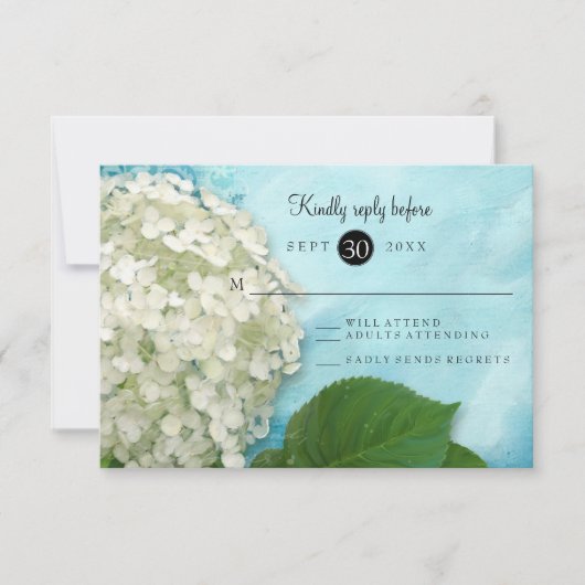 Waterverf White Hydrangea Floral Wedding RSVP (Voorkant)
