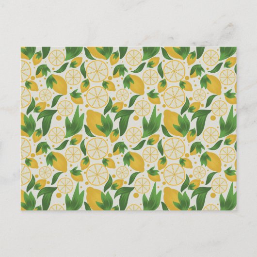 Waterverf White Lemon Fruit Pattern Briefkaart (Voorkant)