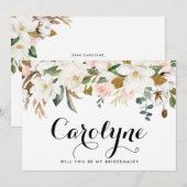 Waterverf White Magnolia Custom Bridesmaid Kaart (Voorkant / Achterkant)