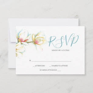 Waterverf White Magnolia Flower Reply RSVP-kaarten RSVP Kaartje