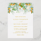 Waterverf White Orchids and Kumquats Wedding Folie Uitnodiging (Voorkant)