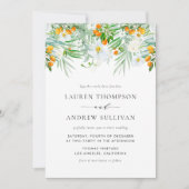 Waterverf White Orchids and Kumquats Wedding Kaart (Voorkant)