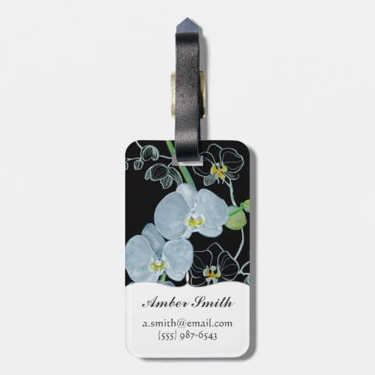 Waterverf White Orchids Pattern Bagagelabel (Achterkant verticaal)