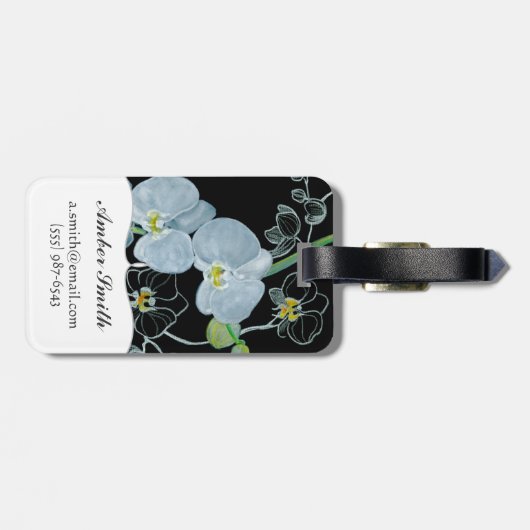 Waterverf White Orchids Pattern Bagagelabel (Achterkant horizontaal)