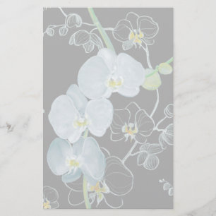 Waterverf White Orchids Pattern Briefpapier