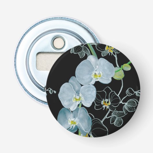 Waterverf White Orchids Pattern Button Flesopener (Voorkant)