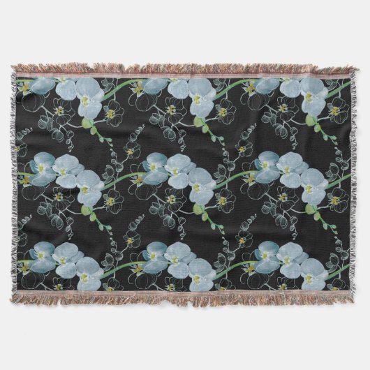 Waterverf White Orchids Pattern Deken (Voorkant)