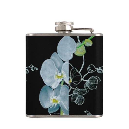 Waterverf White Orchids Pattern Heupfles (Achterkant)