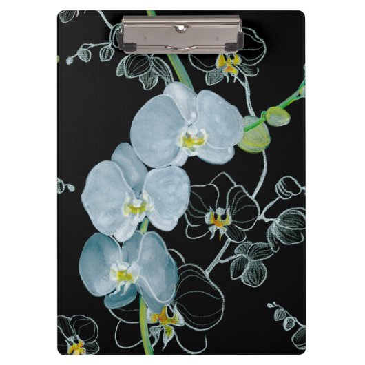 Waterverf White Orchids Pattern Klembord (Voorkant)