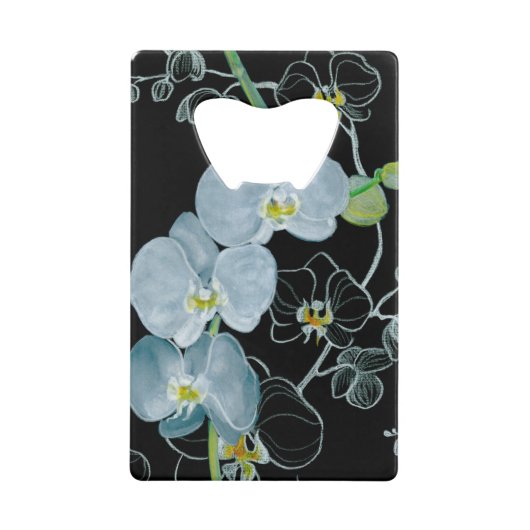Waterverf White Orchids Pattern Kredietkaart Flessenopener (Voorkant)