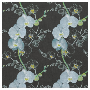 Waterverf White Orchids Pattern Stof